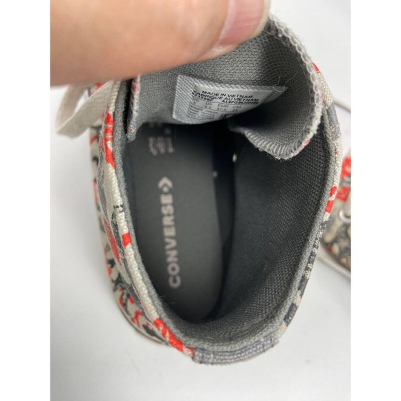 Chuck Taylor‎ Converse Sneakers Junior Sz 5 High Top Dinosaur Print Gray /Red - Picture 10 of 12